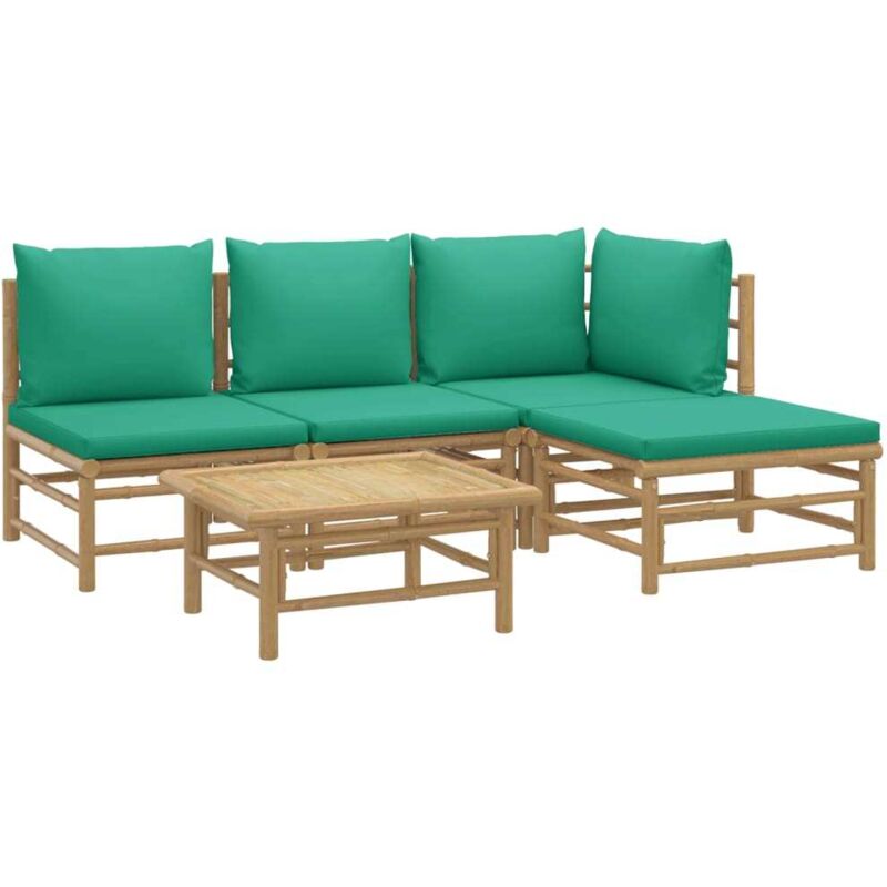 Vidaxl - Salon de jardin 5 pcs avec coussins vert bambou