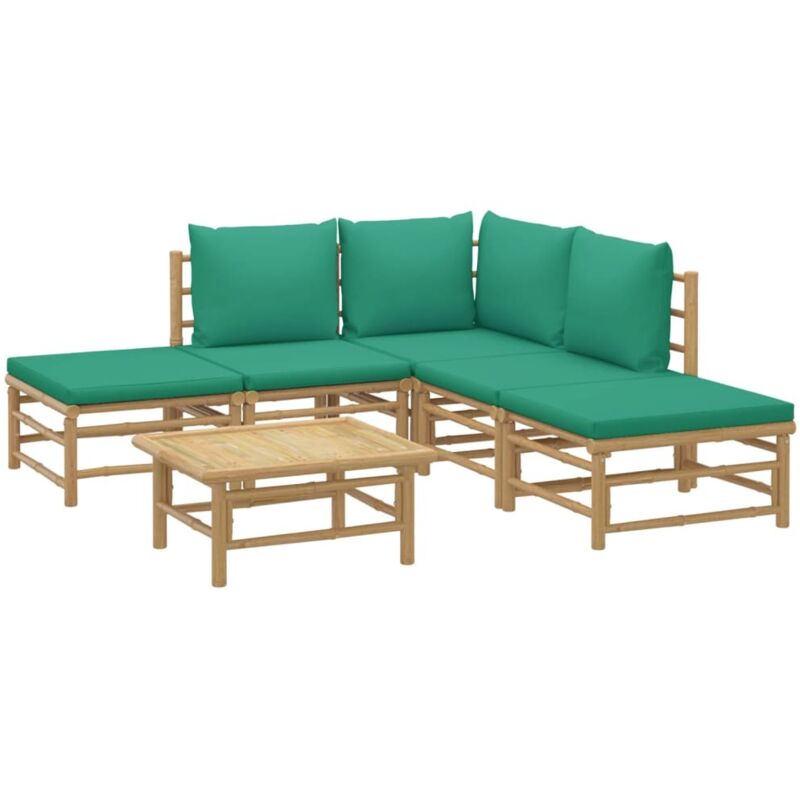 Salon de jardin 6 pcs avec coussins vert bambou vidaXL