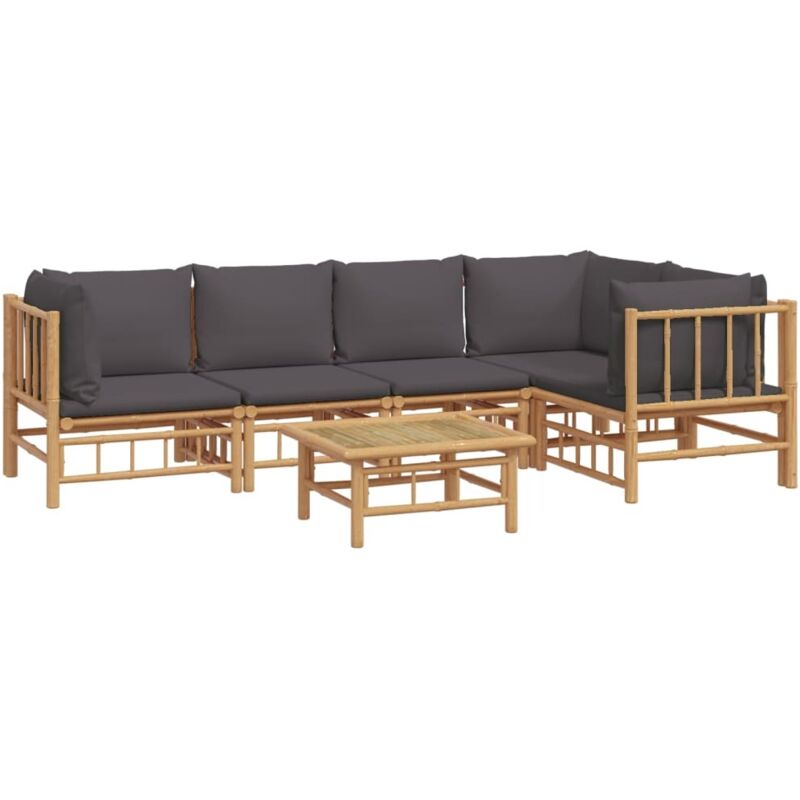 Vidaxl - Salon de jardin 6 pcs avec coussins gris foncé bambou