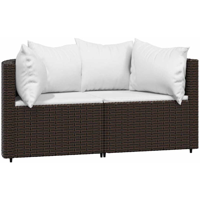 Canapés d'angle de jardin et coussins2pcs marron résine tressée Vidaxl