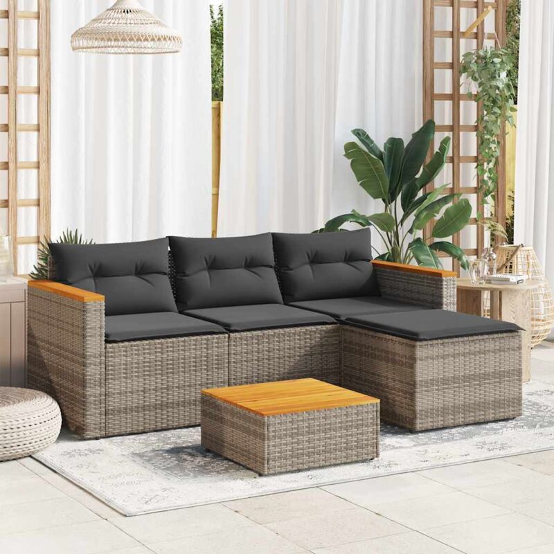 Vidaxl - Salon de jardin avec coussins 3 pcs gris résine tressée