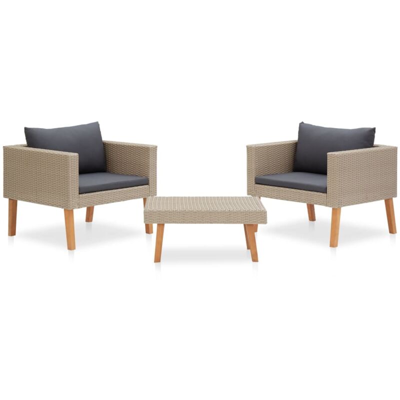 Vidaxl - Salon de jardin 3 pcs avec coussins Résine tressée Beige