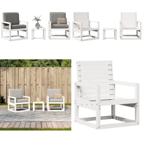 Salon de jardin 3 pcs blanc bois massif de pin - Salon De Jardin - Mobilier De Jardin - Set De Salon Extérieur - Table Basse - Chaises De Jardin - Home & Living