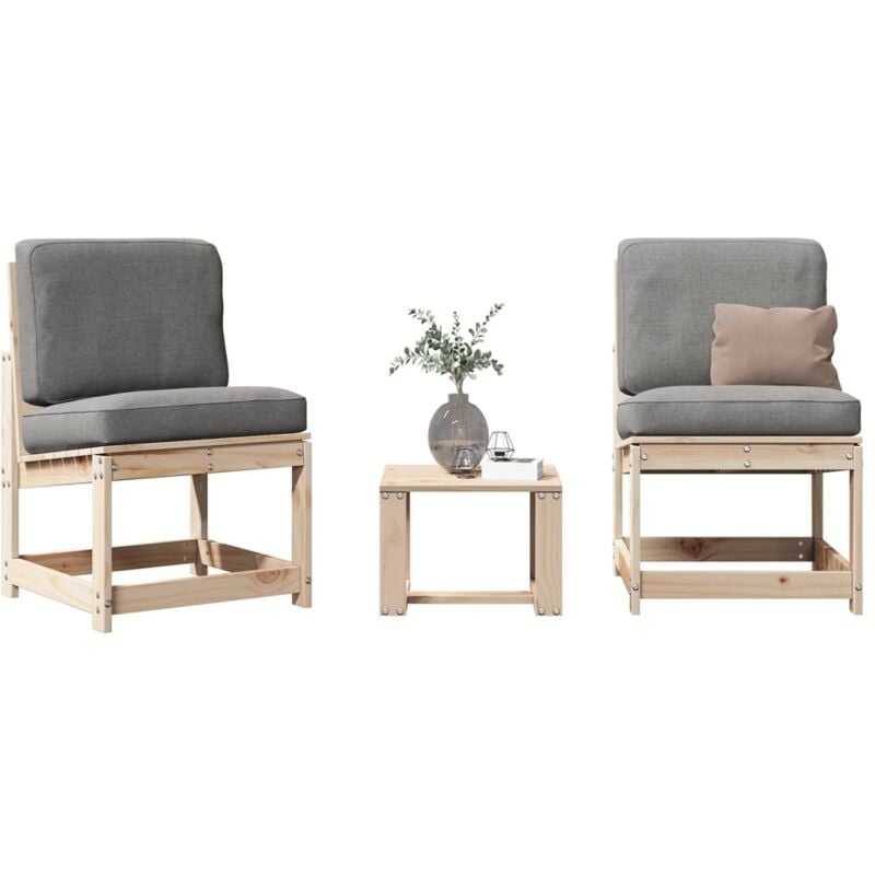 Salon de jardin 3 pcs bois massif de pin Vidaxl