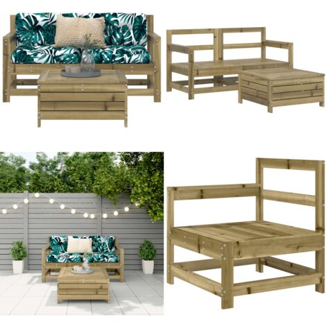 Salon de jardin 3 pcs bois de pin imprégné - Ensemble Salon De Jardin - Mobilier De Jardin - Salon Extérieur - Set Canapé Extérieur - Canapé Jardin - Home & Living