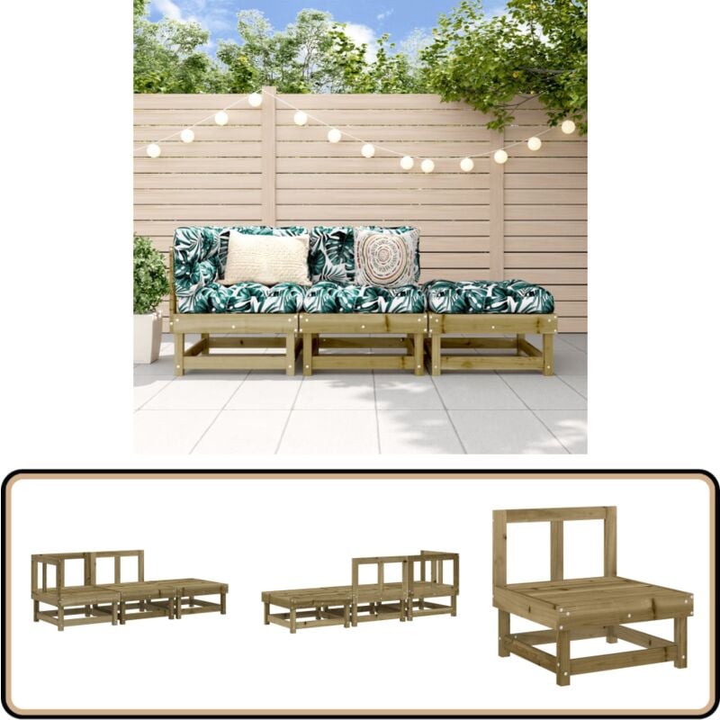 Vidaxl - Salon de jardin 3 pcs bois de pin imprégné - Salon De Jardin - Meuble De Jardin - Ensemble De Salon - Mobilier De Jardin - Bois De Pin