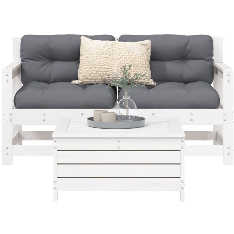 Vidaxl - Salon de jardin 3 pcs blanc bois de pin massif
