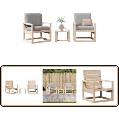 Salon de jardin 3 pcs bois massif de pin - Salon De Jardin - Mobilier De Jardin - Set De Salon Extérieur - Table Basse - Chaises De Jardin