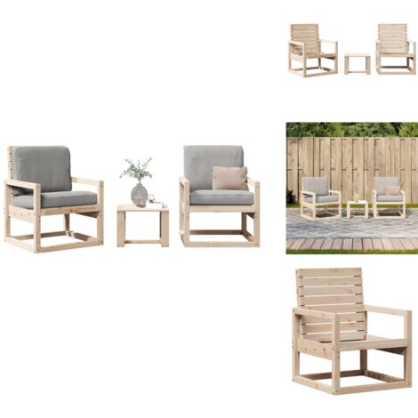 Salon de jardin 3 pcs bois massif de pin - Salon De Jardin - Mobilier De Jardin - Set De Salon Extérieur - Table Basse - Chaises De Jardin