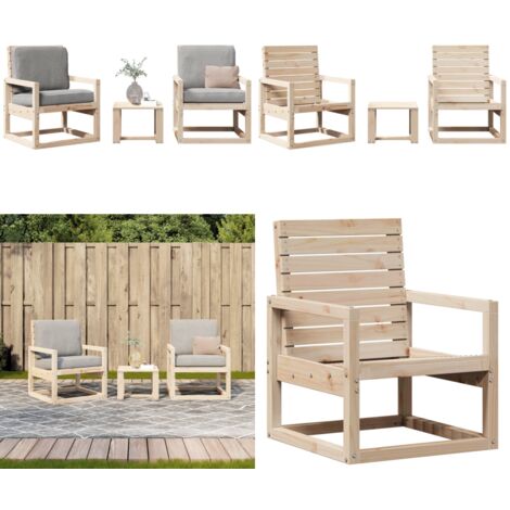 Salon de jardin 3 pcs bois massif de pin - Salon De Jardin - Mobilier De Jardin - Set De Salon Extérieur - Table Basse - Chaises De Jardin - Home & Living