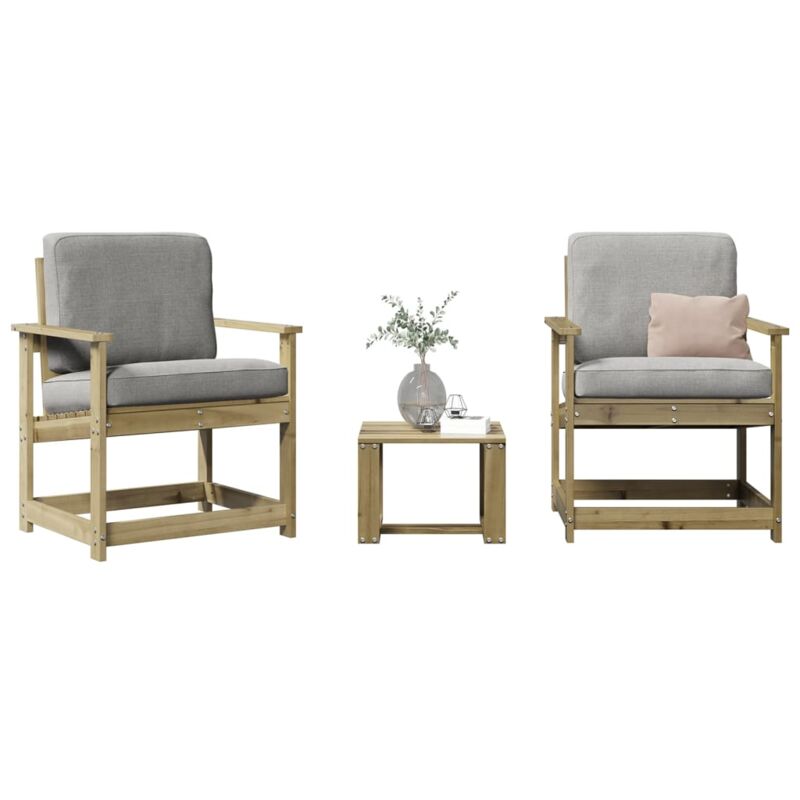 VIDAXL   Salon de jardin 3 pcs bois de pin impr&eacute;gn&eacute; Brun