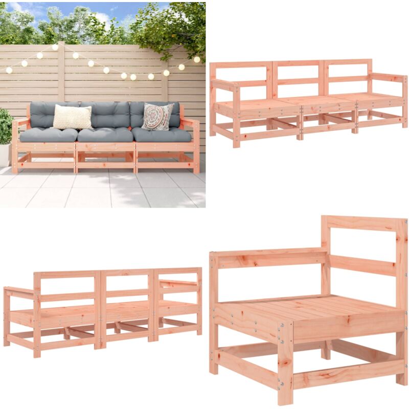 Salon de jardin 3 pcs bois massif douglas - Salon De Jardin - Meuble De Jardin - Ensemble De Salon - Meubles De Jardin - Bois Massif - Home & Living