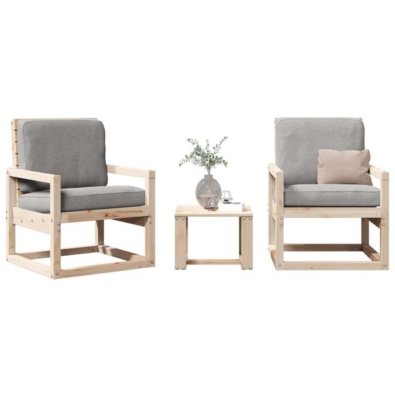Salon de jardin 3 pcs bois massif de pin Vidaxl