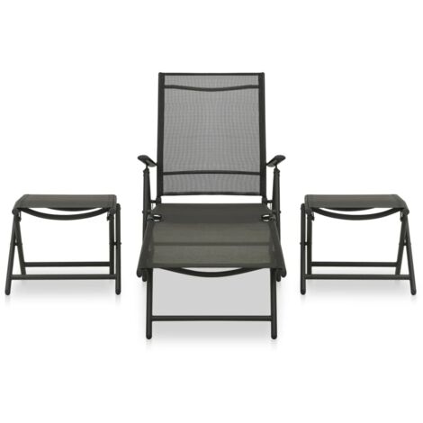 Salon de jardin 3 pcs Contemporain, Ensemble repas de jardin, Textilène et aluminium Noir OIB4368E