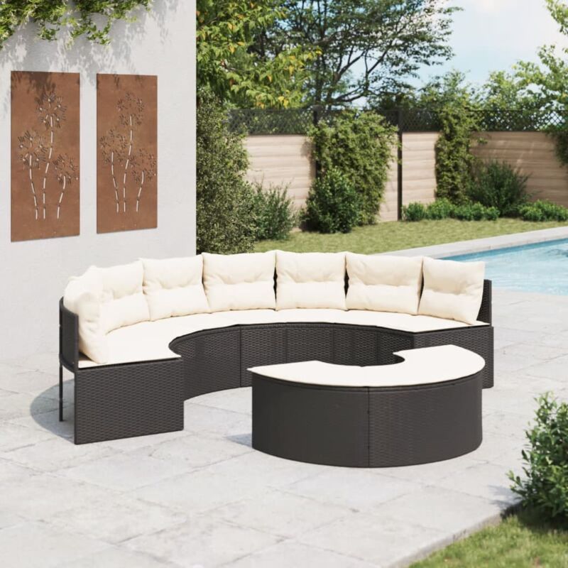 Vidaxl - Salon de jardin 2 pcs demi-rond noir résine tressée