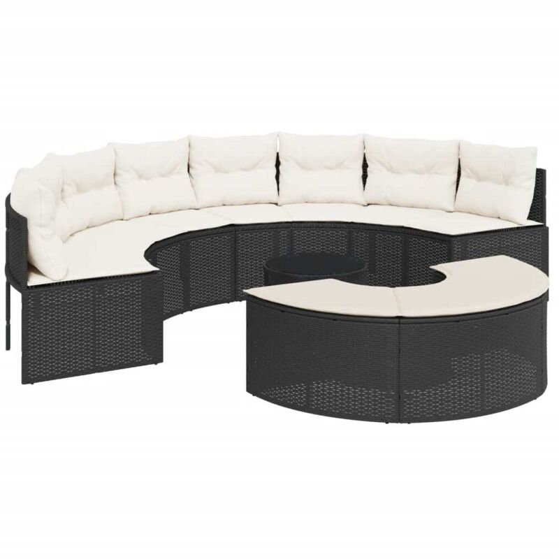 Vidaxl - Salon de jardin 3 pcs demi-rond noir résine tressée