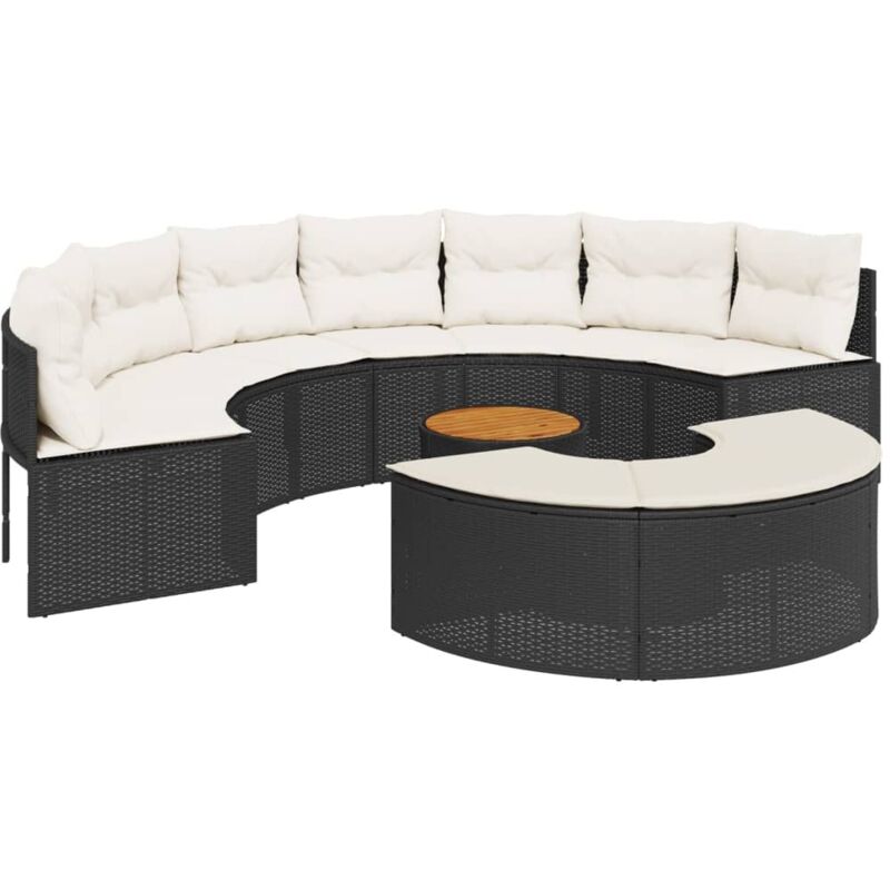 Vidaxl - Salon de jardin 3 pcs demi-rond noir résine tressée