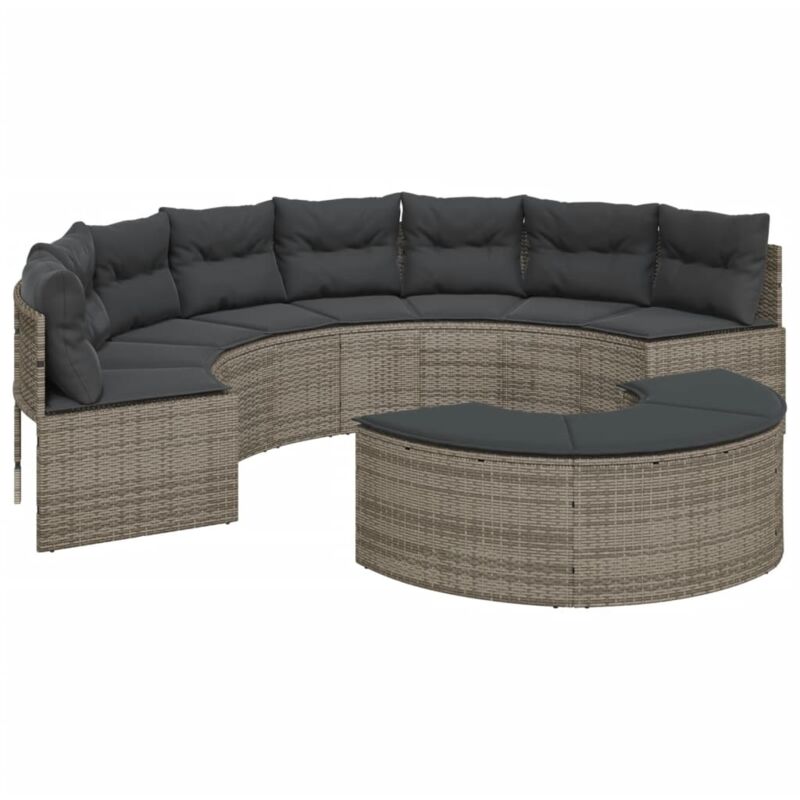 Vidaxl - Salon de jardin 2 pcs demi-rond gris résine tressée