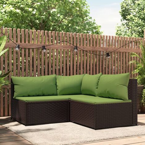 Salon de jardin 3 pcs - Ensemble Table et Chaise de Jardin - avec coussins marron résine tressée BV771314 - BonneVie