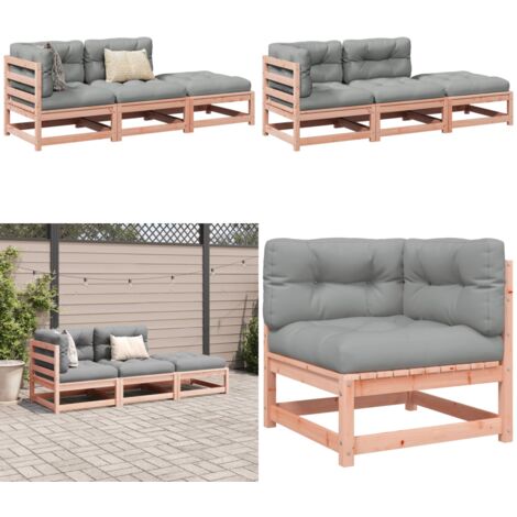 Salon de jardin 3 pcs et coussins bois massif sapin de douglas - Canapé De Jardin - Salon De Jardin - Meuble De Jardin - Ensemble De Canapés - Mobilier Extérieur - Home & Living