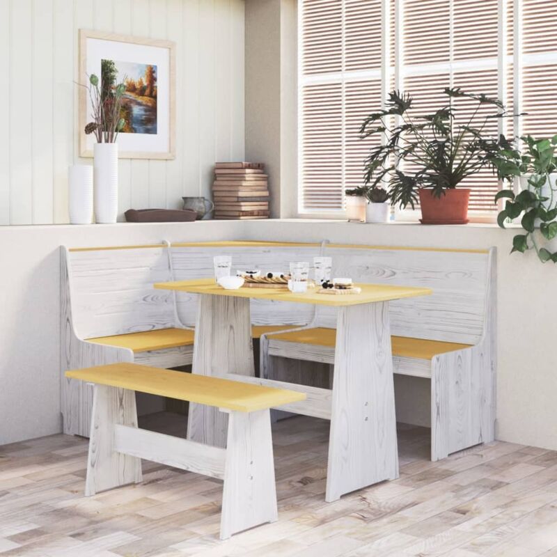Ensemble à manger reine 3 pcs marron miel blanc bois pin massif Vidaxl