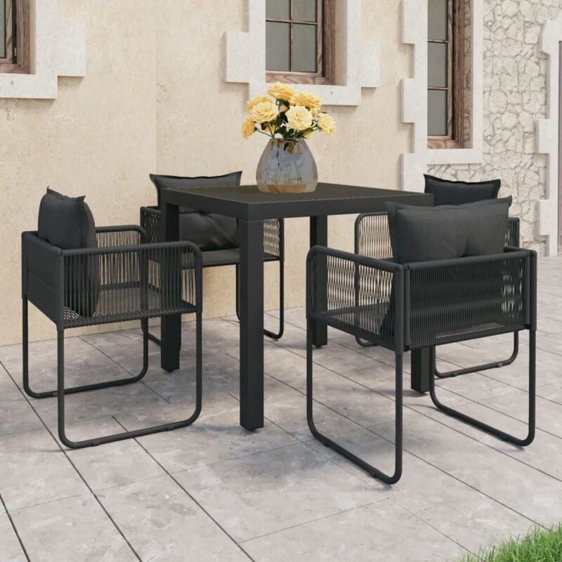 Vidaxl - Salon de jardin 5 pcs pvc Résine tressée Noir