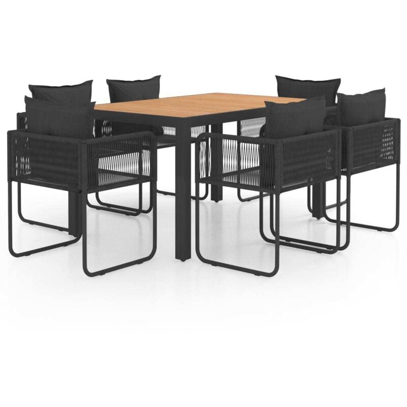 Ensemble à Manger de jardin 7pcs pvc résine tressée noir marron Vidaxl