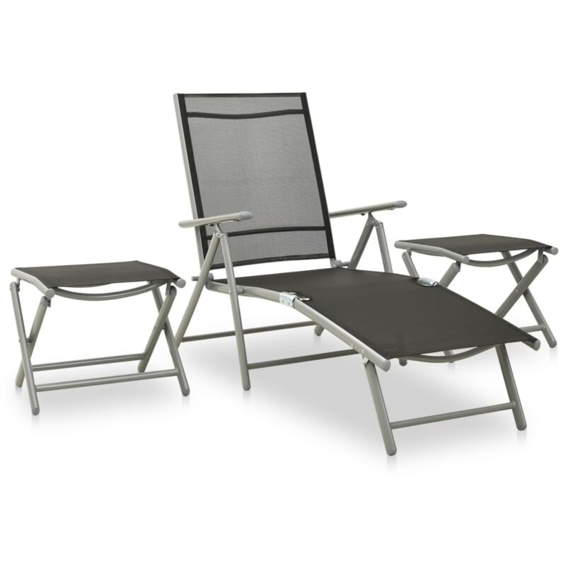Salon de jardin 3 pcs Textilène et aluminium Argenté