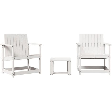 Salon de jardin 3 pcs，Mobilier de jardin blanc bois massif de pin CFW22231