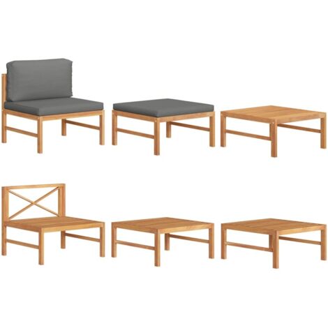 Salon de jardin 3 pcs,Mobilier de terrasse,Table et Chaise pour Relax avec coussins gris foncé Bois de teck -YZ523939