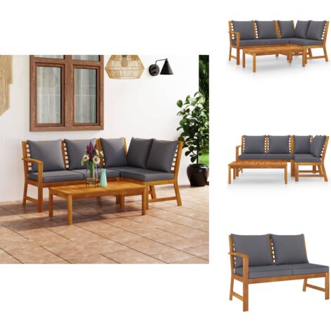Salon de jardin 4 pcs avec coussin Bois d'acacia solide - Salon De Jardin - Meubles De Jardin - Mobilier De Jardin - Set De Salon De Jardin - Acacia