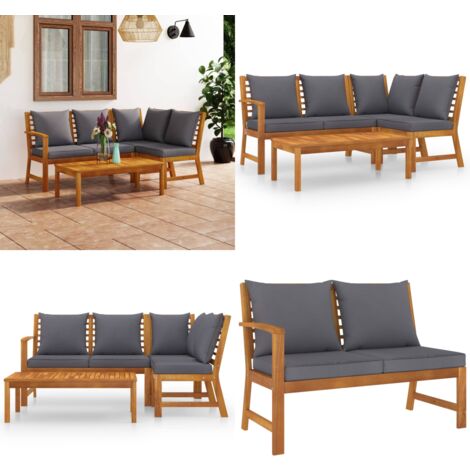 Salon de jardin 4 pcs avec coussin Bois d'acacia solide - Salon De Jardin - Meubles De Jardin - Mobilier De Jardin - Set De Salon De Jardin - Acacia - Home & Living