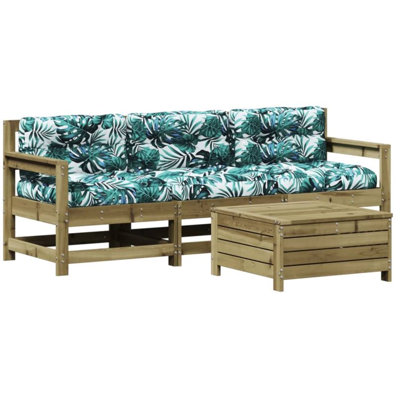 Vidaxl - Salon de jardin 4 pcs avec coussins bois de pin imprégné