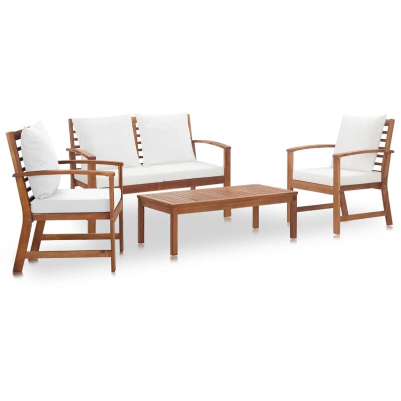 Vidaxl - Salon de jardin avec coussins 4 pcs Bois d'acacia solide