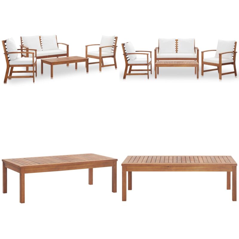 Salon de jardin avec coussins 4 pcs Bois d'acacia solide - Salon De Jardin - Meuble De Jardin - Ensemble De Salon - Mobilier De Jardin - Bois
