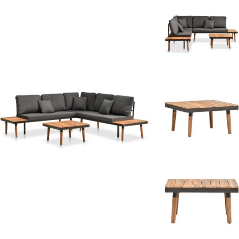 Salon de jardin 4 pcs avec coussins Bois d'acacia solide - Salon De Jardin - Meubles De Jardin - Mobilier De Jardin - Set De Salon De Jardin - Acacia