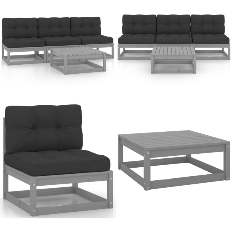 Salon de jardin 4 pcs avec coussins Bois de pin massif - Salon De Jardin - Mobilier De Jardin - Ensemble Salon De Jardin - Meubles De Jardin - Bois