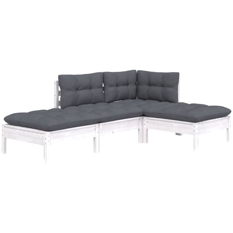 Salon de jardin 4 pcs avec coussins bois de pin massif