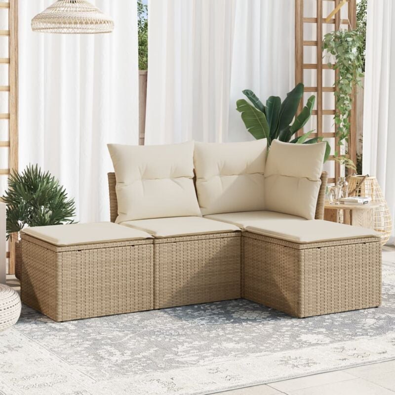 Vidaxl - Salon de jardin avec coussins 4 pcs beige résine tressée