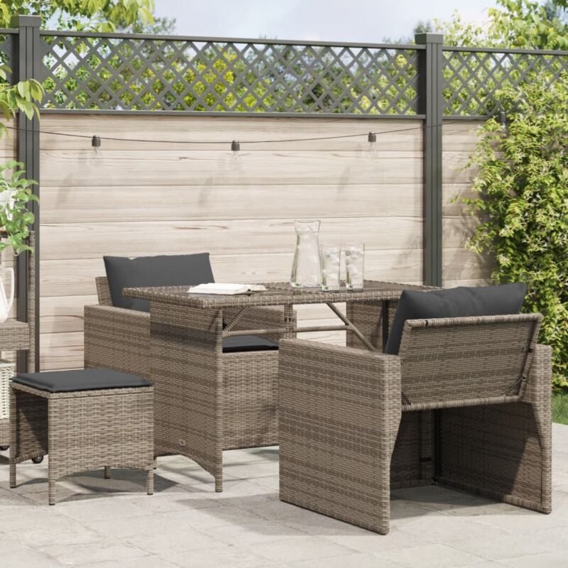 Vidaxl - Salon de jardin 4 pcs avec coussins gris résine tressée