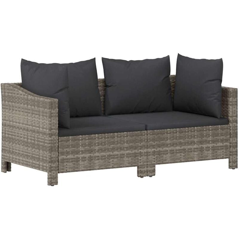 Vidaxl - Salon de jardin 2 pcs avec coussins Gris Résine tressée