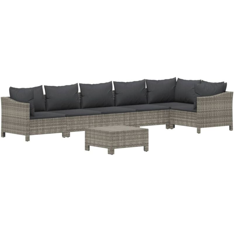 Vidaxl - Salon de jardin 7 pcs avec coussins Gris Résine tressée