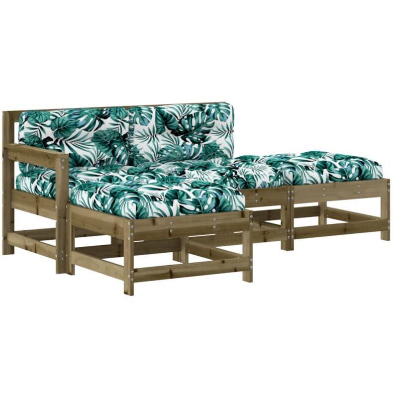 Vidaxl - Salon de jardin 4 pcs avec coussins bois de pin imprégné