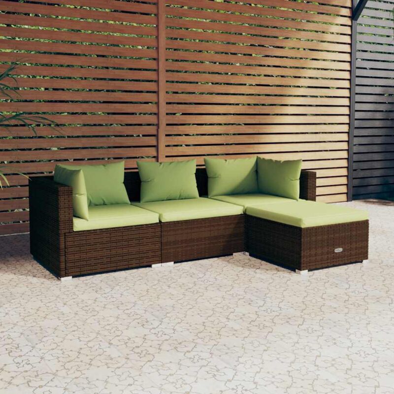 Vidaxl - Salon de jardin 4 pcs avec coussins Résine tressée Marron Vidaxl - Salon de jardin 4 pcs avec coussins Résine tressée Marron