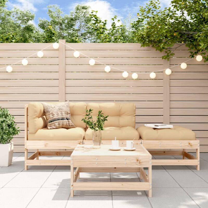 Vidaxl - Salon de jardin 4 pcs avec coussins bois massif
