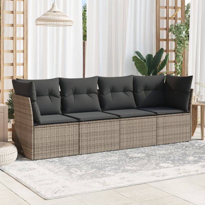Vidaxl - Salon de jardin 4 pcs avec coussins gris résine tressée