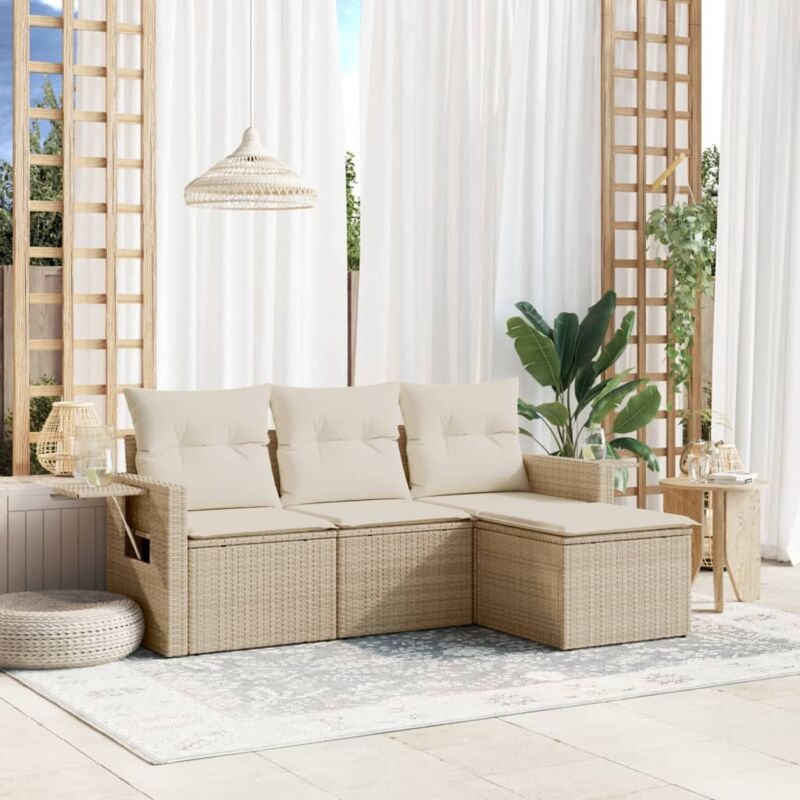 Vidaxl - Salon de jardin avec coussins 4 pcs beige résine tressée