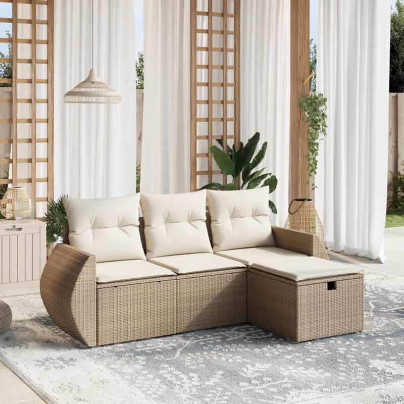 Vidaxl - Salon de jardin avec coussins 4 pcs beige résine tressée