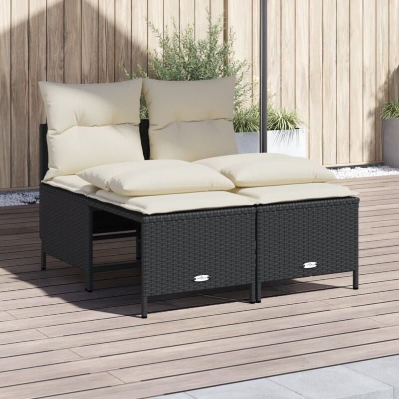 Vidaxl - Salon de jardin 4 pcs avec coussins noir résine tressée