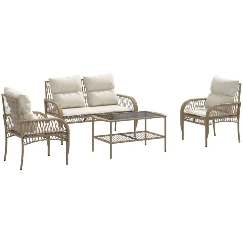 Vidaxl - Salon de jardin avec coussins 4 pcs beige résine tressée